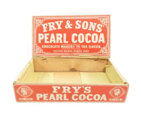 A vintage advertising wooden crate, “Fry's Pearl Cocoa”