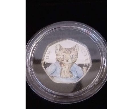 Beatrix Potter "Tom Kitten" silver and enamel proof 50p coin