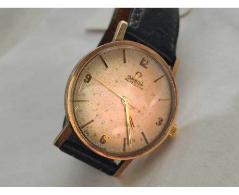 A GENTS GOLD OMEGA AUTOMATIC WRIST WATCH WITH SECOND SWEEP 9CT W/O 