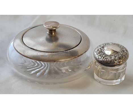 A silver top dressing table jar with mirror and a paste jar - Chester 1899