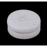 An unusual Chinese circular white-glazed stoneware inkstone and cover