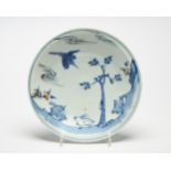 A blue and white and copper red Ko-Sometsuke saucer dish