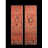 A fine pair of Chinese silk embroidered chair covers