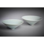 Two similar Chinese qingbai moulded bowls