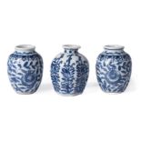 A pair of Chinese miniature blue and white vases