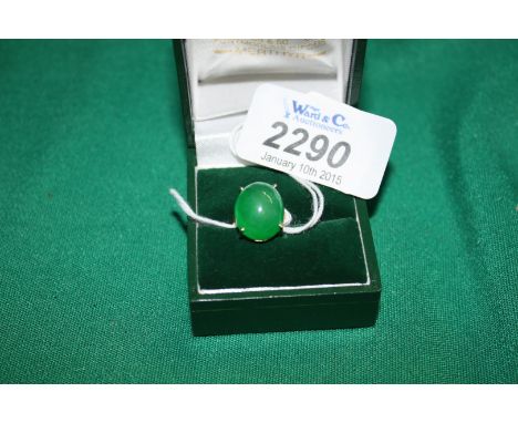 A 9ct Gold Jade stone Ring.