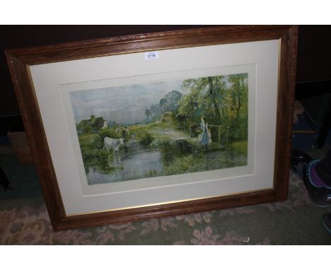 A large framed Print 'By the Silver Stream', 12 1/2" x 21"