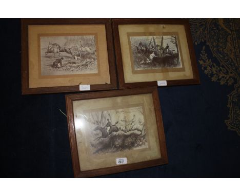 Three framed hunting Prints including 'Riding Wild', 'Just wild enough', etc.