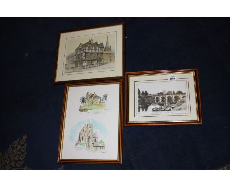 A Watercolour depicting 'The Black and White House, Hereford'',  signed plus a Watercolour of Kilpeck Church and Abbey Dore C
