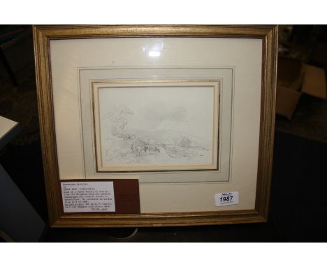 Henry Earp, Pencil sketch from studio collection depicting cattle in a lane