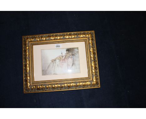 A William Russell Flint Print entitled 'A Book of Poems', 8'' x 5 1/2'', framed and mounted.