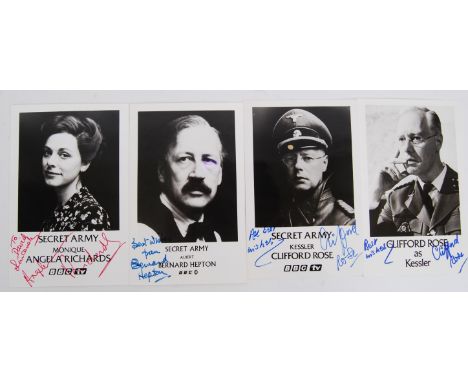 SECRET ARMY: A collection of 4x original BBC castcards from ' Secret Army ' (1976 - 1979 ) each autographed by the relevant c