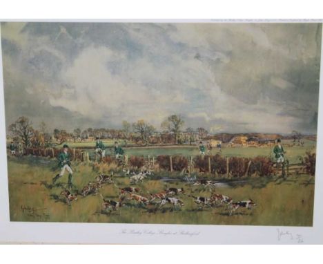 *John Gregory King (1929-2014) signed limited edition print - The Radley College Beagles at Shellingford, 100/250, 40cm x 54c