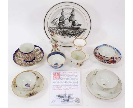 Group of 18th and 19th century English ceramics, including Worcester and Caughley teawares, a Dolls House pattern tea bowl an