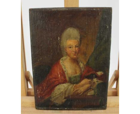 Manner of Anton Tischbein (1720-1784), oil on canvas, laid on panel, Portrait of Princess Wilhelmine of Hesse, inscribed vers
