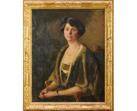 Circle of Philip Alexius de László (Hungarian, 1869-1937) oil on canvas - Portrait of a lady, half length, possibly Ethel Pri