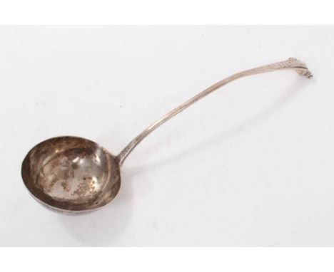 George III silver onslow pattern serving ladle (London 1777), makers mark rubbed, all at 5ozs, 12.5cm in overall length.