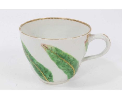 A rare Worcester Scolopendrium pattern cup, circa 1775, with moulded leaf pattern, ex-Zoresnky collection, 6.25cm highSome gi