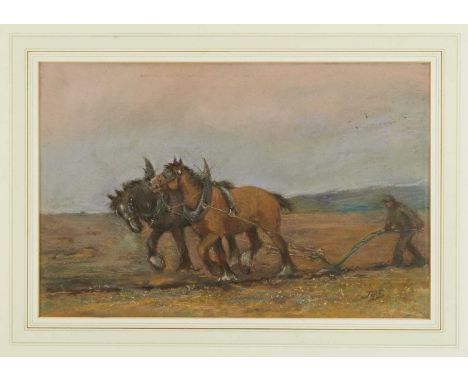Jane Bennett Constable (b. 1865) pastel, "Evening Labour", initialled, labels verso, 30cm x 46cm, in glazed gilt frame Exhibi