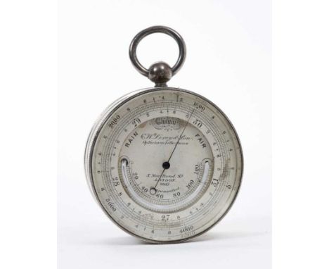 Victorian silver cased travelling pocket barometer/thermometer and compass, dial signed C W Dixey &amp; Sons, New Bond St, Lo