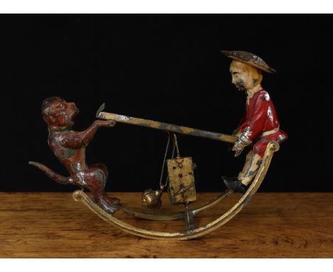 A rare early 20th century Gebrüder Bing (Nuremberg, Germany) Buster Brown and Tige novelty mechanical automaton toy, the pain