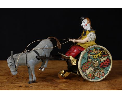 An early 20th century Lehmann (Brandenburg, Germany) EPL425 Balky Mule novelty tinplate and fixed key wind automaton toy, the