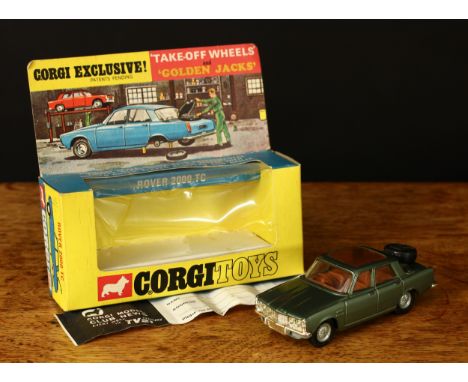 Corgi Toys 275 Rover 2000 TC, green body with brown interior, amber roof panel, spare wheel with hinged cover, chrome spoked 