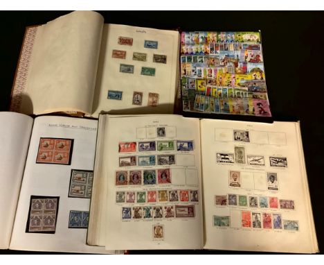 Stamps - British Commonwealth stamp collections in three packed albums and loose, SG: KGVI Green Stamp illustrated album, ple