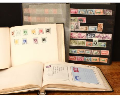 Stamps - three British Commonwealth stamp albums, one T-Z UMM/USED/MM GV - 1960's; two others, early QEII 1950's sets/part se