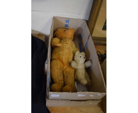LARGE BOXED BEAR TOGETHER WITH SMALLER EXAMPLE, POSSIBLY STEIFF