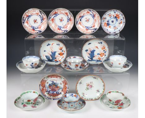 China and Japan, collection of Imari and polychrome porcelain cups and saucers, 18th century and later, comprising a set of t