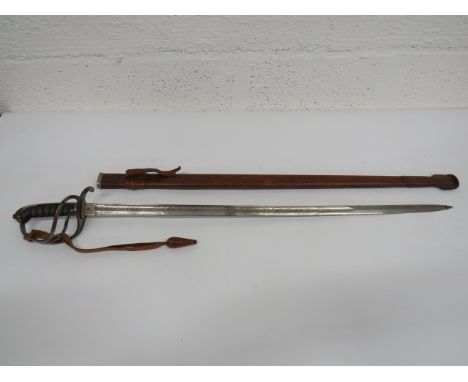 Victorian Royal Artillery Officer's Sword With Battle Honours to Blade 34 1/2 inch, single edged blade with large fuller. Etc