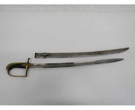 Polish M1917 Short Sword unusual example. 25 inch blade with large fuller. Face etched with oak leaf sprays and 'Nie Rzucim Z