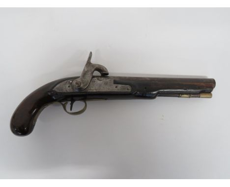 19th Century Greener Trade Percussion Pistol 15 bore, 9 1/4 inch barrel with unusual central mounted percussion nipple.   Bre