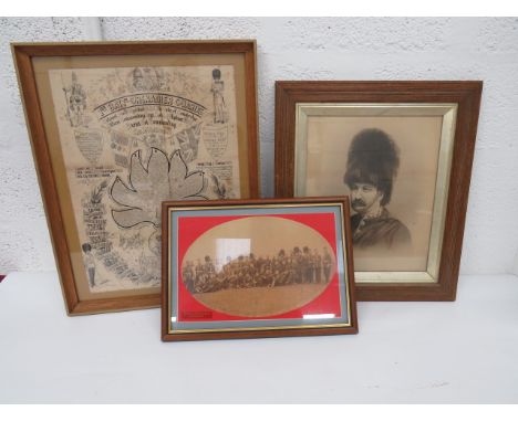 Selection of Grenadier Guards Framed Items consisting 1st Batt Grenadier Guards muster roll of Officers, NCO's and men who se