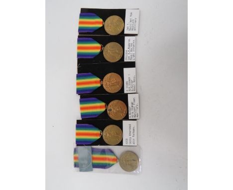 Six Various WW1 Victory Medals WW1 Victory medals named to '2 Lieut J Kershaw' ... '4308 Sepoy Khurshed 40 Pathans' ... '245-
