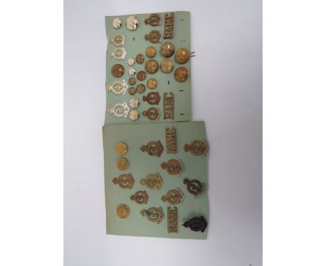 Selection of Royal Army Medical Corps Badges cap badges include KC brass ... KC bi-metal ... KC WW2 plastic economy ... QC bi