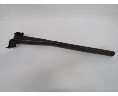 Unusual Shotgun Saddle Bucket dark brown leather, 31 inch bucket to accommodate a double barrel shotgun.  Top with flap to se
