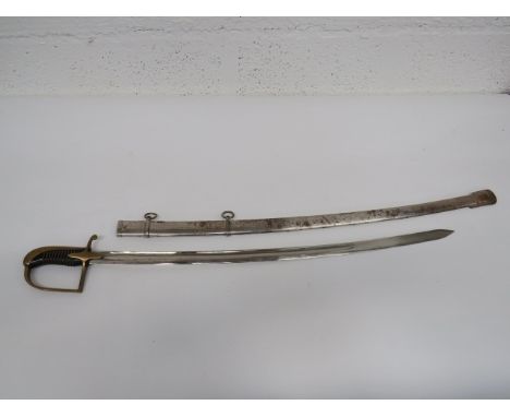 Polish M1917 Cavalry Sword 31 1/ 2 inch, single edged, plated blade. Large fuller. The forte stamped 'A Mann Warszawa'. Brass