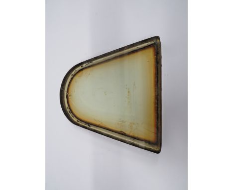 WW2 Front Laminated Windscreen possibly for a Spitfire/Hurricane.  Six plates of laminated glass.  Flat base and oval top.  O