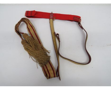 General Officer Accoutrements consisting gilt and scarlet cross sash with lower gilt tassels ... Scarlet undress belt with pl
