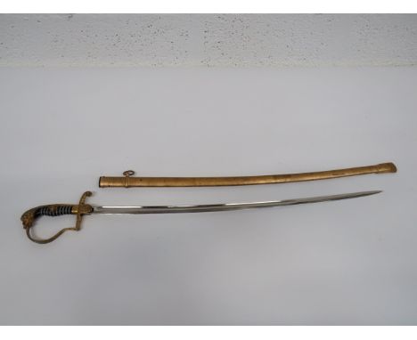 German Third Reich Officer's Sword 29 3/4 inch, single edged, slightly curved blade with narrow fuller.  The forte with 'Eick