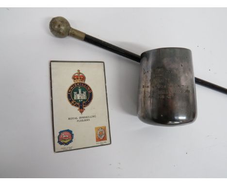 Inniskilling Fusiliers Presentation Tankard & Swagger Stick silvered, one pint tankard.  The front engraved 'Presented To Sgt