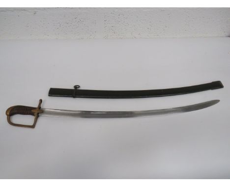 Polish M1934 Cavalry Sword 32 3/4 inch, single edged, slightly curved blade with large fuller and narrow rear fuller. Forte s