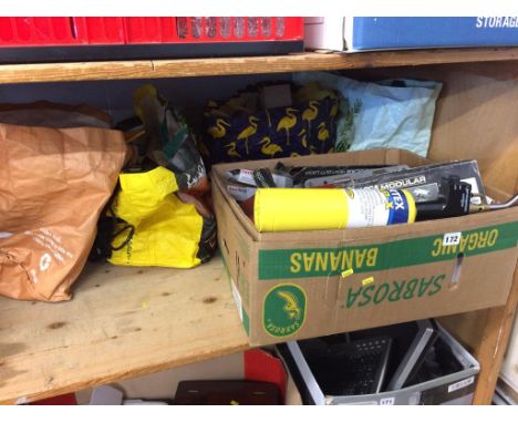 A shelf of assorted, to include DeWalt tool parts etc.
