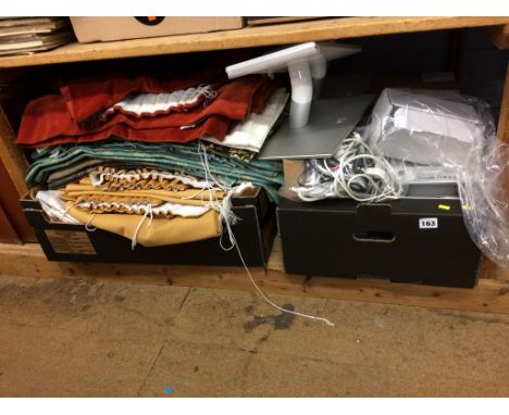 A shelf of assorted, to include curtains etc.
