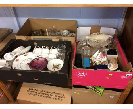 Three boxes of assorted, to include Royal Worcester 'Evesham' etc.