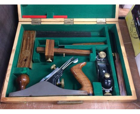 A boxed set of hand tools