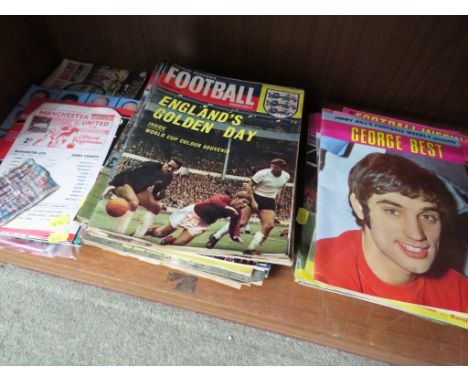 ONE SHELF VINTAGE 1960S FOOTBALL MAGAZINES INC JIMMY HILL'S FOOTBALL WEEKLY AND CHARLES BUCHAN'S FOOTBALL MONTHLY WITH A SMAL