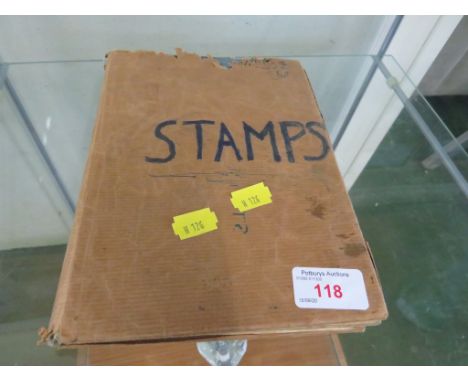 VINTAGE ROYAL MAIL STAMP ALBUM WITH CONTENTS OF WORLD STAMPS.